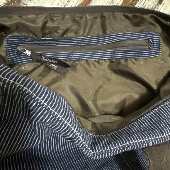 Thirty-One Casual Cargo Tote Blue Striped Handle Shoulder Bag - Picture 7 of 10